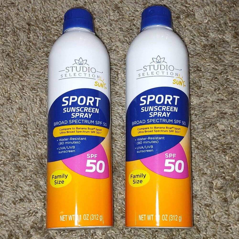 Studio Selection Sport Sunscreen Spray SPF 50. NEW/Never used. Lot of 2.